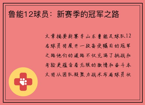 鲁能12球员：新赛季的冠军之路